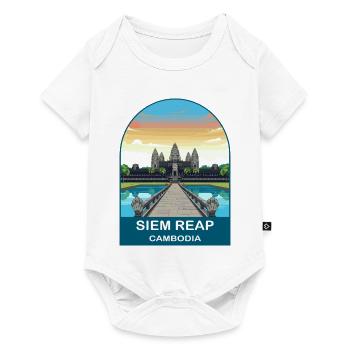 Siem Reap Cambodge Angkor Wat Vintage Travel Post - Body à manches courtes Premium Bébé - blanc - Devant