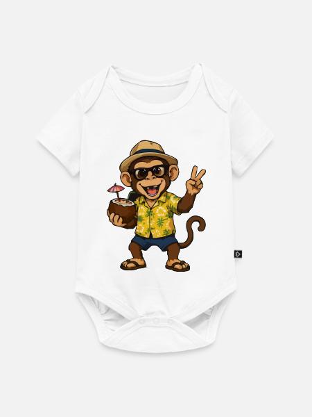 Tropischer Monkey Party - Hawaii Vibes - Baby Premium Kurzarmbody - Weiß