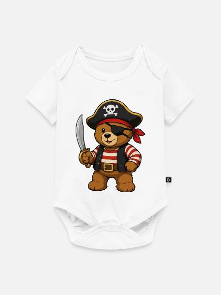 Piratenbär mit Säbel - Baby Premium Kurzarmbody - Weiß