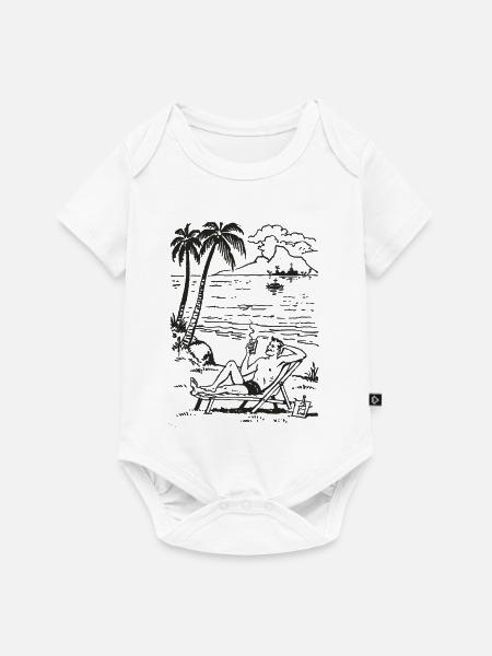 Strandabend Palmen Meer Silhouette - Baby Premium Kurzarmbody - Weiß