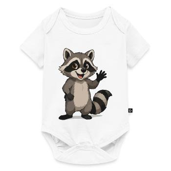 Waving Raccoon Cartoon Motif - Baby Premium short-sleeve bodysuit - white - Front