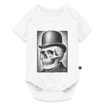 Skull with bowler hat - Baby Premium short-sleeve bodysuit - white - Front