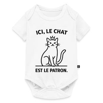  Ici Le Chat Est Le Patron - Body à manches courtes Premium Bébé - blanc - Devant