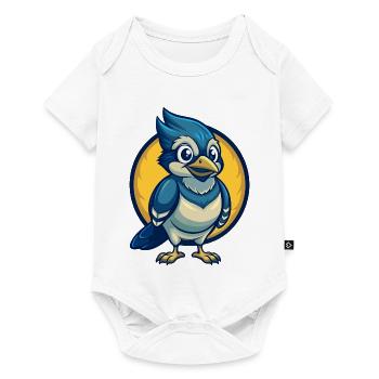 Jay Bird Kawaii Maskottchen Cartoon Clipart Logo Abzeichen - Baby Premium Kurzarmbody - Weiß - Vorne