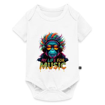 Chimpanzé coloré – Ma vie pour la musique - Body à manches courtes Premium Bébé - blanc - Devant