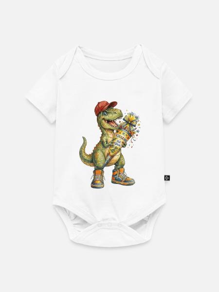 Cooler Aquarell T-Rex für den Schulanfang - Baby Premium Kurzarmbody - Weiß