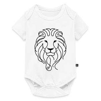 Löwenkopf One Line – süßes Löwenmotiv - Baby Premium Kurzarmbody - Weiß - Vorne