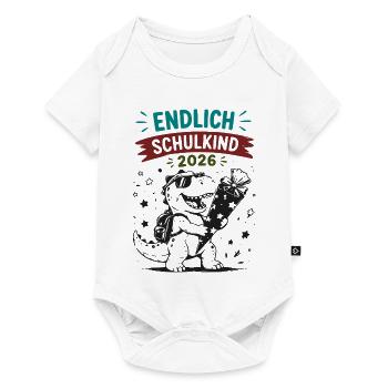 Endlich Schulkind 2026 Dino - Baby Premium Kurzarmbody - Weiß - Vorne