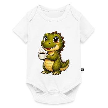 Dino mit Kaffee - Baby Premium Kurzarmbody - Weiß - Vorne