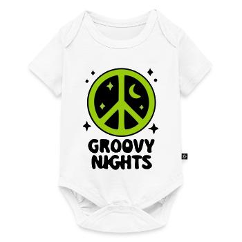 Groovy Peace Zeichen Logo - Baby Premium Kurzarmbody - Weiß - Vorne