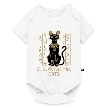 Katzen immer noch verehren – Ägyptische Katzen-Hieroglyphen - Baby Premium Kurzarmbody - Weiß - Vorne