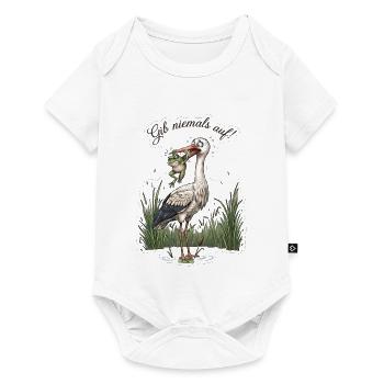 Gib niemals auf! – Frosch wehrt sich gegen Storch - Baby Premium Kurzarmbody - Weiß - Vorne