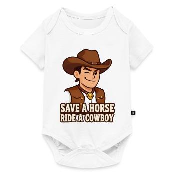 Cowboy-Karikatur mit Western-Slogan - Baby Premium Kurzarmbody - Weiß - Vorne