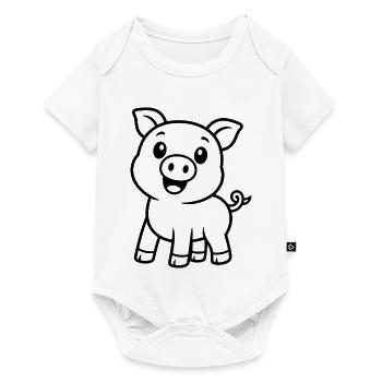 Glückliches Schweinchen Tiermotiv - Baby Premium Kurzarmbody - Weiß - Vorne