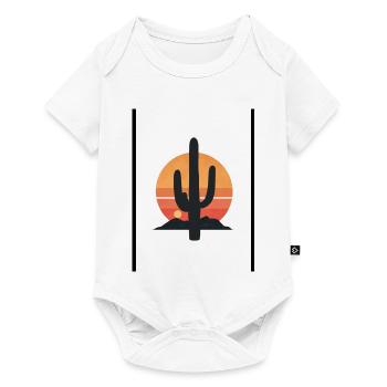 Wüstensonne Kaktus Silhouette - Baby Premium Kurzarmbody - Weiß - Vorne