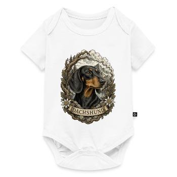 Dackel im Vintage Stil mit Berglandschaft - Baby Premium Kurzarmbody - Weiß - Vorne