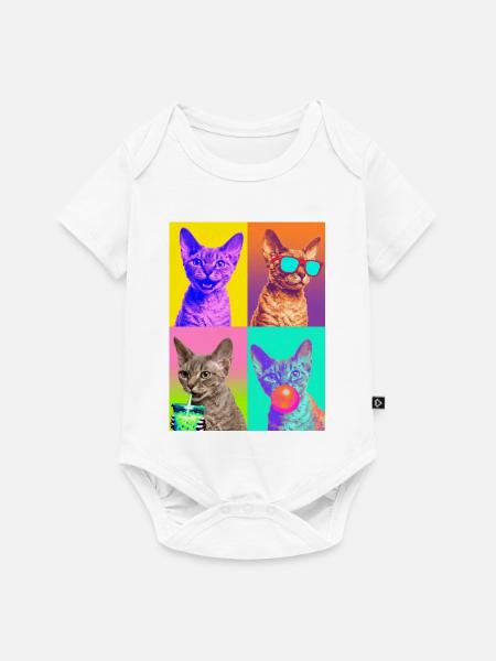 Katzen Devon Rex Katze - Baby Premium Kurzarmbody - Weiß