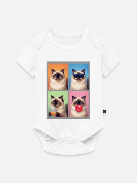Katzen Himalaya Katze - Baby Premium Kurzarmbody - Weiß