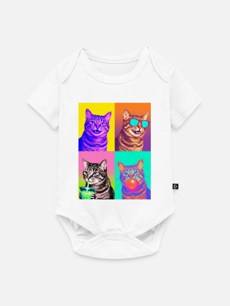 Katzen Manx Katze - Baby Premium Kurzarmbody - Weiß