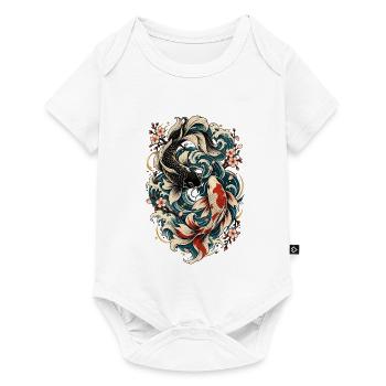 Koi Waves körsbärsblommönster - Baby Premium kortärmad bodysuit - vit - Fram