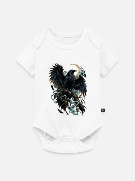 Rabe unter Mondlicht - Baby Premium Kurzarmbody - Weiß
