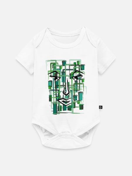 Abstraktes Gesicht Geometrisches Linien-Design - Baby Premium Kurzarmbody - Weiß