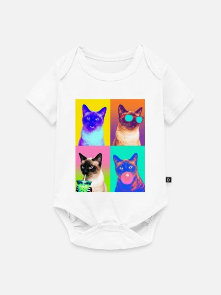 Katzen Siam Katze - Baby Premium Kurzarmbody - Weiß