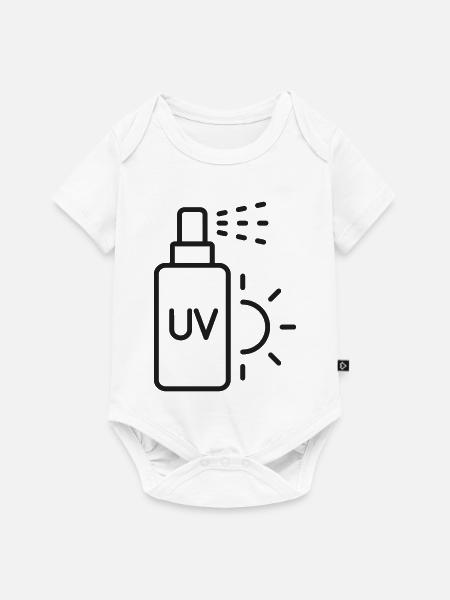 UV-Sonnencreme-Flaschen-Symbol - Baby Premium Kurzarmbody - Weiß