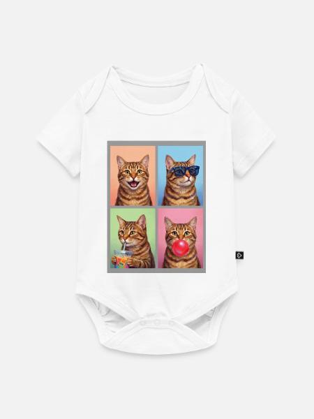Katzen Orange Tabby Katze - Baby Premium Kurzarmbody - Weiß