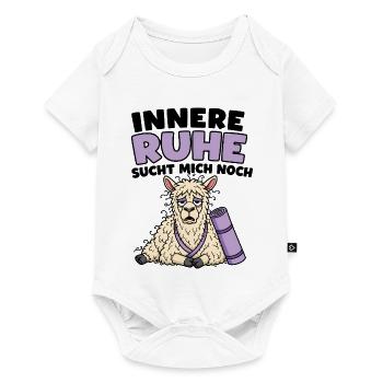 Innere Ruhe sucht mich noch – Lama T-Shirt - Baby Premium Kurzarmbody - Weiß - Vorne