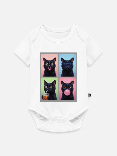 Katzen schwarze Katze - Baby Premium Kurzarmbody - Weiß