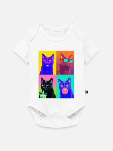 Katzen schwarze Katze - Baby Premium Kurzarmbody - Weiß