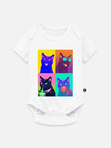 Katzen schwarze Katze - Baby Premium Kurzarmbody - Weiß