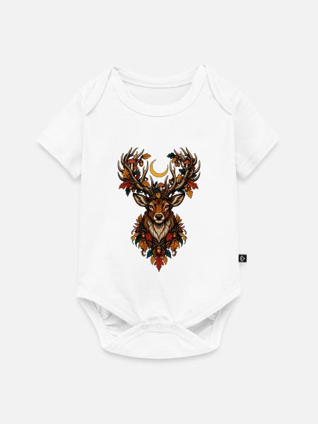 Herbsthirsch Mondnacht - Baby Premium Kurzarmbody - Weiß