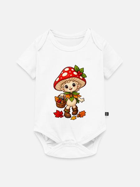 Pilz-Elfe mit Herbstkorb - Baby Premium Kurzarmbody - Weiß