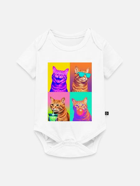 Katzen orange Tabby Katze - Baby Premium Kurzarmbody - Weiß