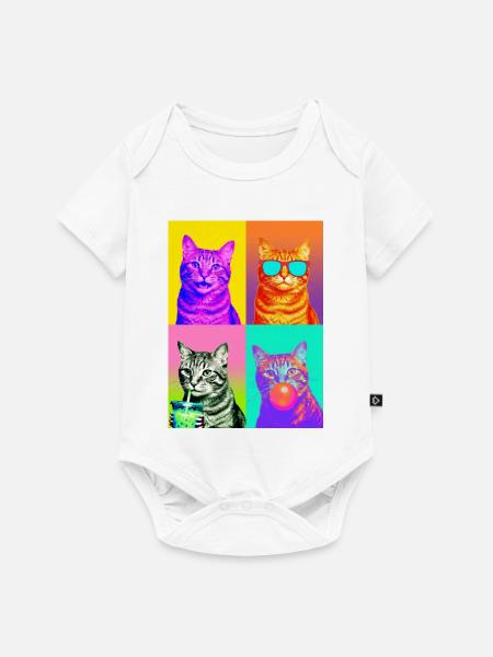 Katzen Graue Tabby Katze - Baby Premium Kurzarmbody - Weiß