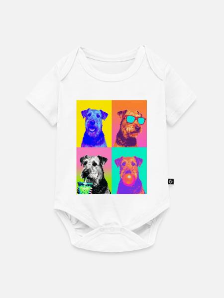 Hunde Airedale Terrier Hund - Baby Premium Kurzarmbody - Weiß