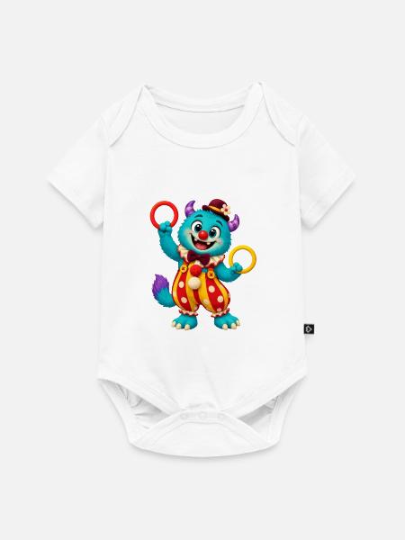 Farbenfroher Ringakrobat-Monster - Baby Premium Kurzarmbody - Weiß