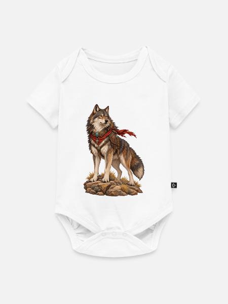 Ritterwolf mit rotem Schal - Baby Premium Kurzarmbody - Weiß