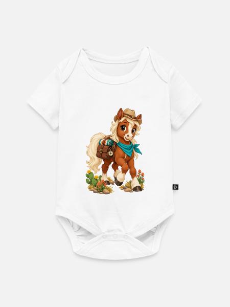 Pony-Wanderer im Westernlook - Baby Premium Kurzarmbody - Weiß