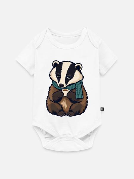 Dachs mit Espresso - Baby Premium Kurzarmbody - Weiß