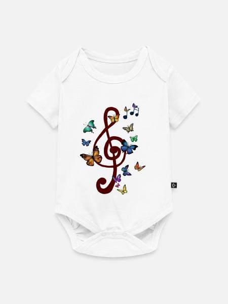 Flatternder_Notenschluessel - Baby Premium Kurzarmbody - Weiß