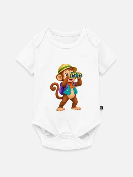 Abenteueraffe Entdecker - Baby Premium Kurzarmbody - Weiß