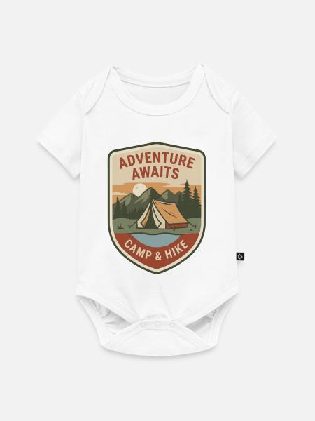 Abenteuer wartet: Camp & Hike - Baby Premium Kurzarmbody - Weiß