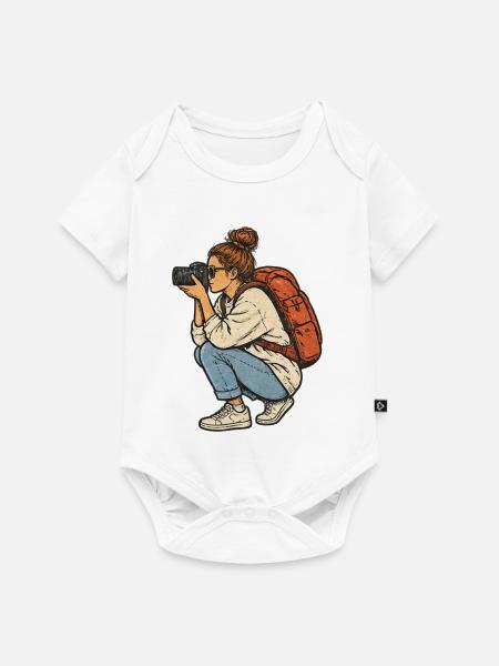 Reisefotografin mit Kamera - Baby Premium Kurzarmbody - Weiß