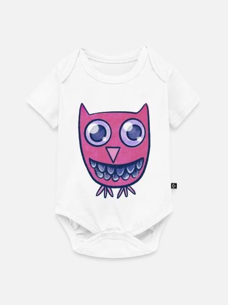 Pink Owl Grin Cartoon-Monster - Baby Premium Kurzarmbody - Weiß