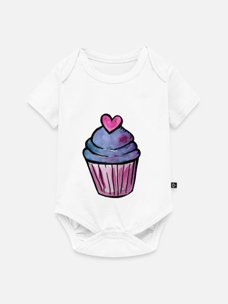 Aquarell Cupcake-Herz - Baby Premium Kurzarmbody - Weiß