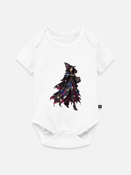 Farbige Hexenkappe mit Flügeln - Baby Premium Kurzarmbody - Weiß