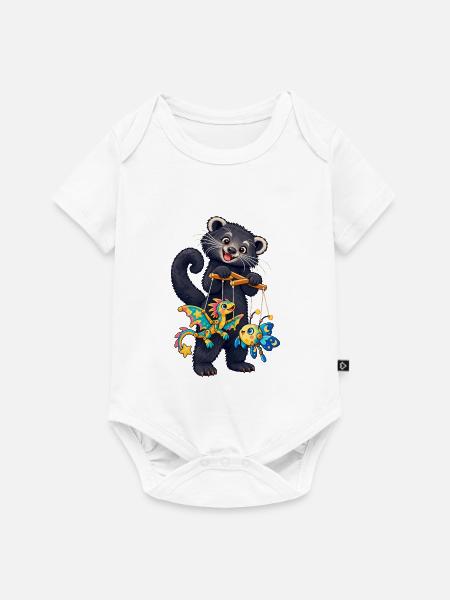 Binturong mit bunten Fadenfiguren - Baby Premium Kurzarmbody - Weiß